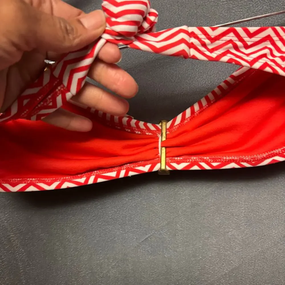 Xhilaration Strapless Bikini Top Womens Medium Sjkirted Geometric Shapes Tie Sea